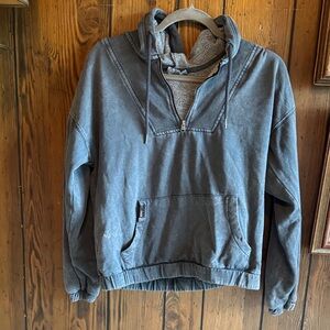 Distressed, dark gray Roxy Hooded Pullover Sweatshirt